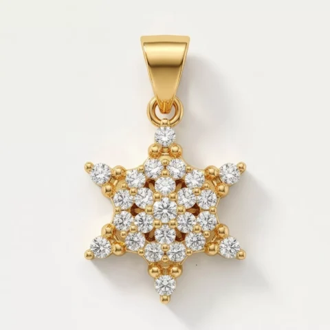 Sparkling Diamond Starburst Pendant in 14K Gold