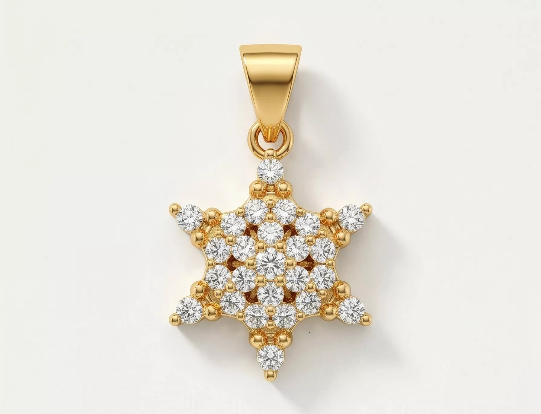 Sparkling Diamond Starburst Pendant in 14K Gold