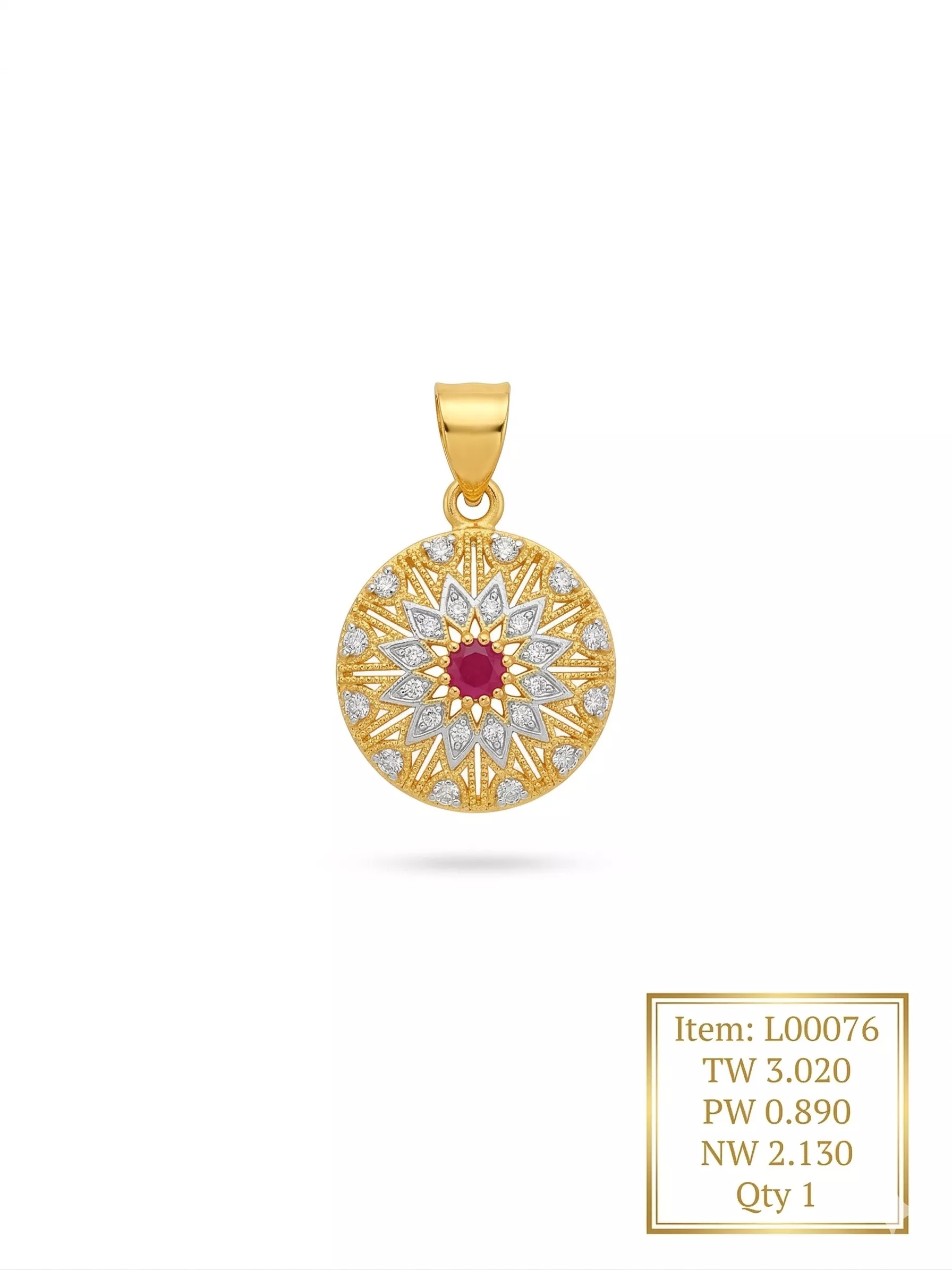 Radiant Ruby & Diamond Mandala Pendant