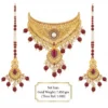 Maharani Gold Filigree Choker Set with Rubies and Lustrous Pearls