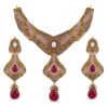 Mosaic Crimson & Moonstone Statement Necklace Set