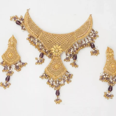 Amethyst & Pearl Filigree "Lace" Choker Set